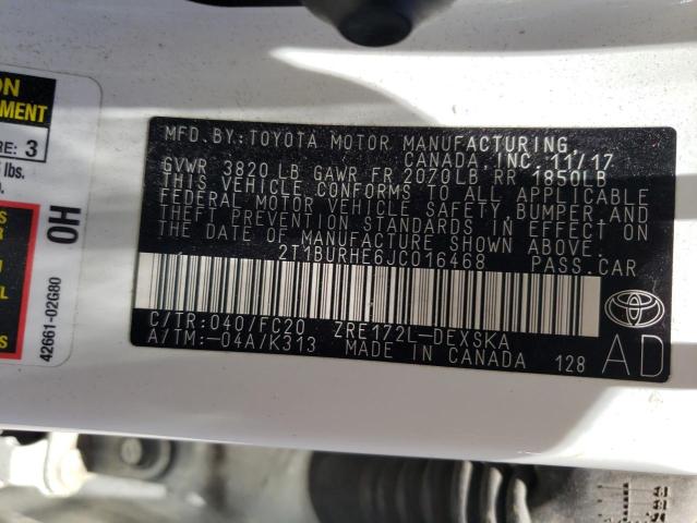 Photo 10 from auction – 2018 TOYOTA COROLLA L with VIN 2T1BURHE6JC016468