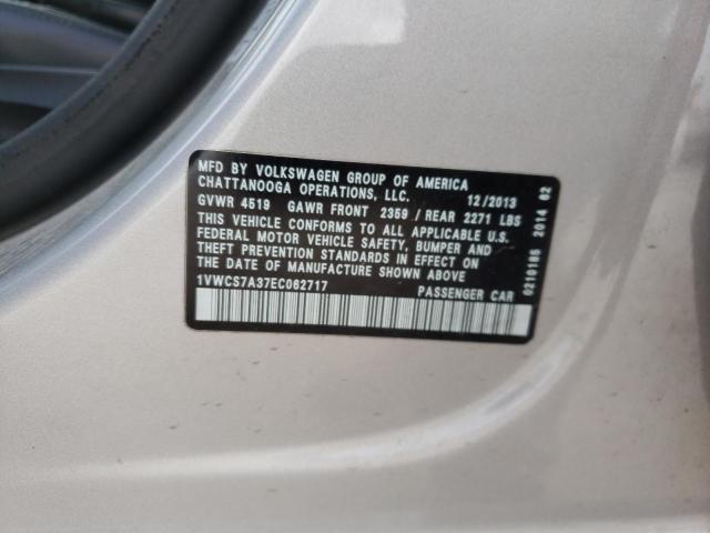 Photo 10 from auction – 2014 VOLKSWAGEN PASSAT SEL with VIN 1VWCS7A37EC062717