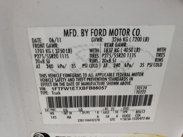Photo 10 from auction – 2011 FORD F150 SUPER with VIN 1FTFW1ETXBFB88057