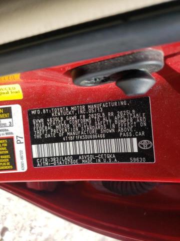 Photo 10 from auction – 2013 TOYOTA CAMRY L with VIN 4T1BF1FK5DU696466