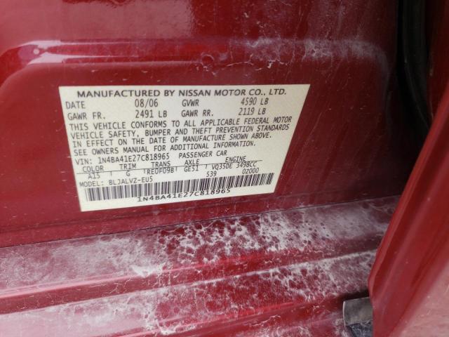 Photo 10 from auction – 2007 NISSAN MAXIMA SE with VIN 1N4BA41E27C818965
