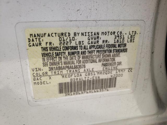 Photo 10 from auction – 2010 NISSAN SENTRA with VIN 3N1AB6AP6AL663576