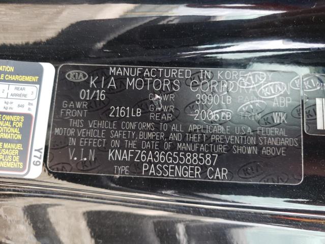 Photo 10 from auction – 2016 KIA FORTE SX with VIN KNAFZ6A36G5588587