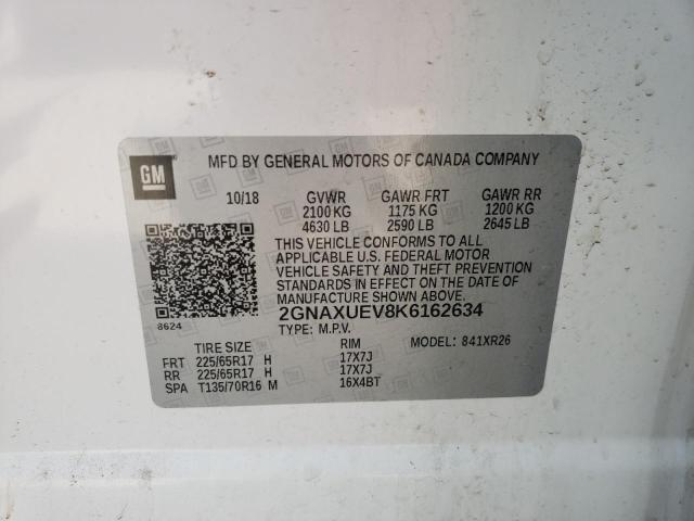 Photo 10 from auction – 2019 CHEVROLET EQUINOX LT with VIN 2GNAXUEV8K6162634