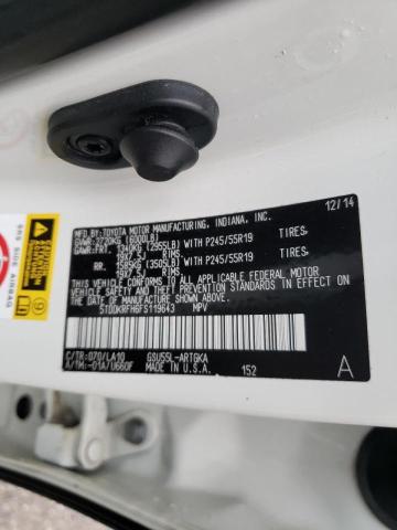 Photo 10 from auction – 2015 TOYOTA HIGHLANDER with VIN 5TDDKRFH6FS119643