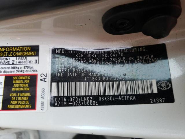 Photo 10 from auction – 2011 TOYOTA AVALON BAS with VIN 4T1BK3DB3BU374612