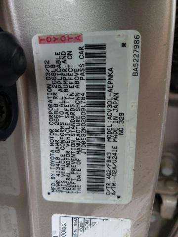 Photo 10 from auction – 2002 TOYOTA CAMRY LE with VIN JTDBE32K020091784