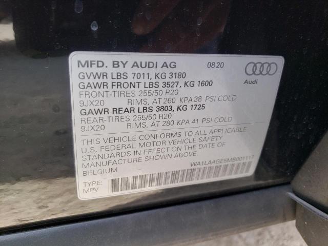 Photo 10 from auction – 2021 AUDI E-TRON PRE with VIN WA1LAAGE5MB001117