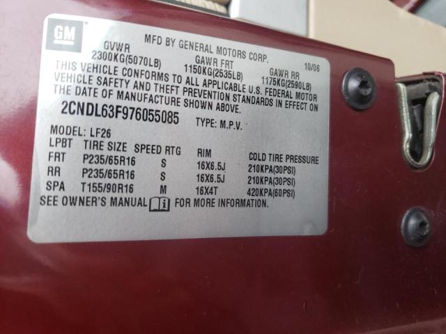 Photo 10 from auction – 2007 CHEVROLET EQUINOX LT with VIN 2CNDL63F976055085