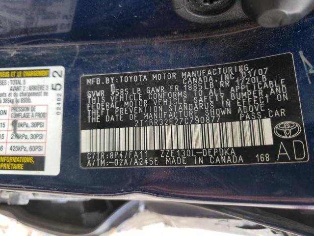 Photo 10 from auction – 2007 TOYOTA COROLLA CE with VIN 2T1BR32E27C790877