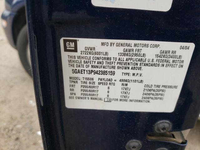 Photo 10 from auction – 2004 BUICK RAINIER with VIN 5GAET13P942385159