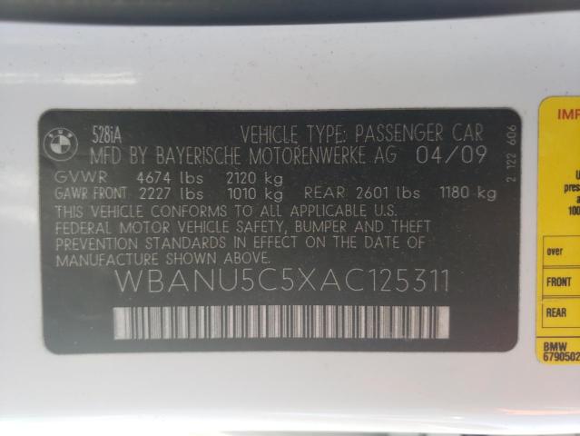 Photo 10 from auction – 2010 BMW 528 I with VIN WBANU5C5XAC125311