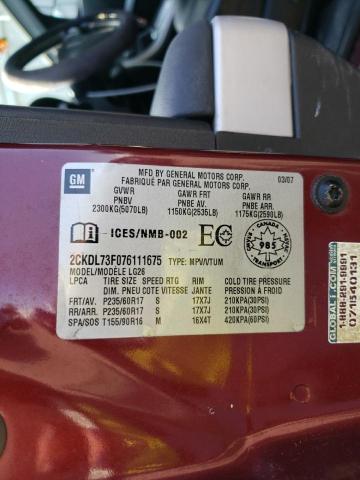 Photo 10 from auction – 2007 PONTIAC TORRENT with VIN 2CKDL73F076111675