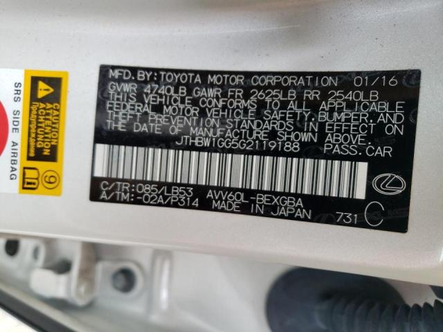 Photo 10 from auction – 2016 LEXUS ES 300H with VIN JTHBW1GG5G2119188
