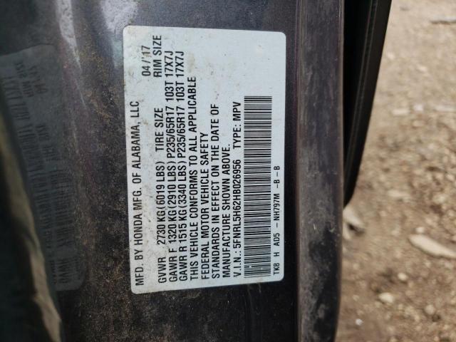 Photo 10 from auction – 2017 HONDA ODYSSEY EX with VIN 5FNRL5H62HB026956