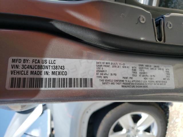Photo 10 from auction – 2022 JEEP COMPASS LA with VIN 3C4NJCBB3NT138743