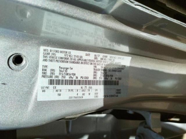 Photo 10 from auction – 2017 FORD FOCUS SE with VIN 1FADP3F29HL290567