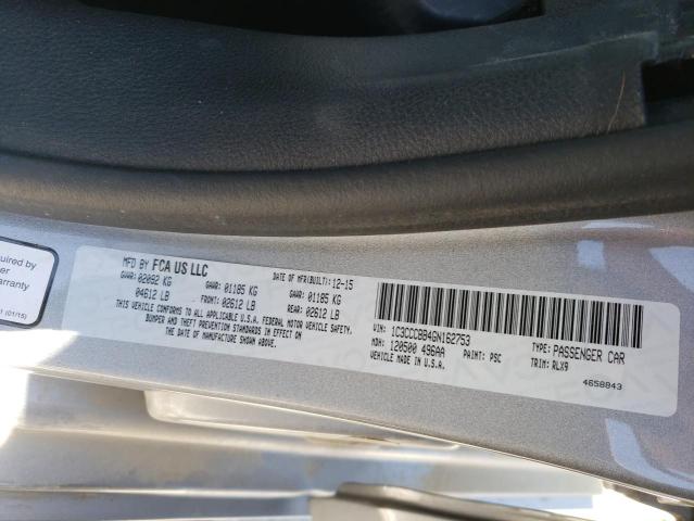 Photo 10 from auction – 2016 CHRYSLER 200 S with VIN 1C3CCCBB4GN162753