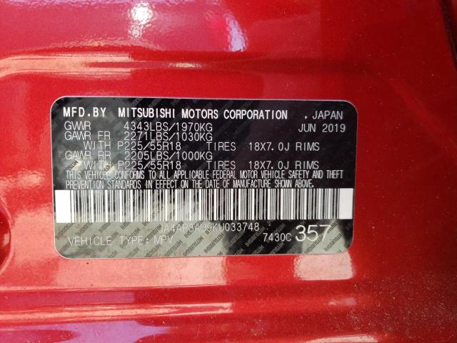 Photo 10 from auction – 2019 MITSUBISHI OUTLANDER with VIN JA4AP3AU9KU033748