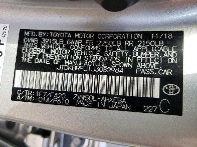 Photo 10 from auction – 2018 TOYOTA PRIUS with VIN JTDKBRFU1J3082984
