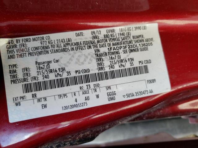 Photo 10 from auction – 2013 FORD FOCUS SE with VIN 1FADP3F23DL136205
