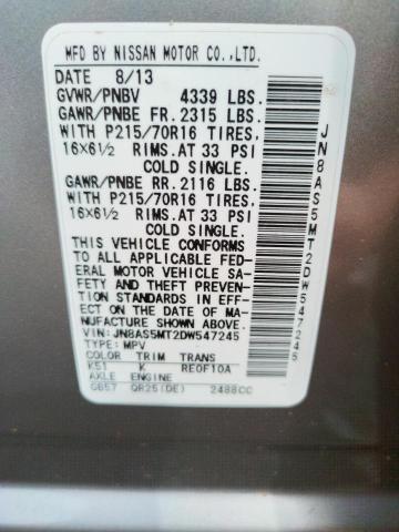 Photo 10 from auction – 2013 NISSAN ROGUE S with VIN JN8AS5MT2DW547245