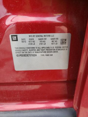 Photo 10 from auction – 2012 CHEVROLET CRUZE LT with VIN 1G1PG5SC3C7379224