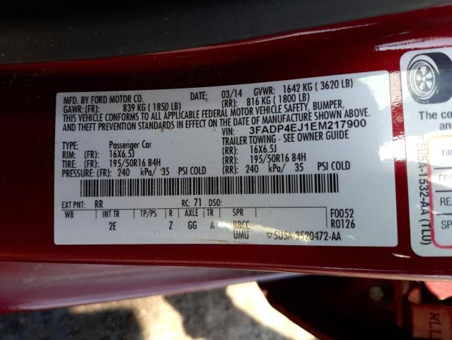 Photo 10 from auction – 2014 FORD FIESTA SE with VIN 3FADP4EJ1EM217900