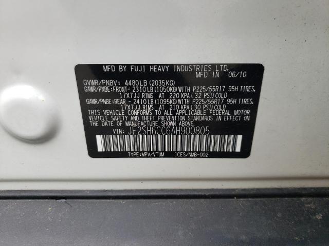 Photo 10 from auction – 2010 SUBARU FORESTER 2 with VIN JF2SH6CC6AH900805