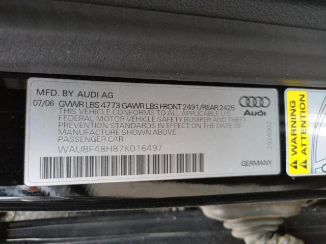 Photo 10 from auction – 2007 AUDI A4 S-LINE with VIN WAUBF48H87K016497