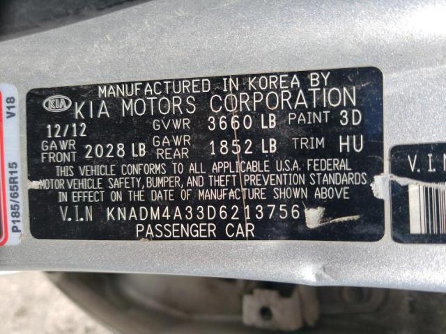 Photo 10 from auction – 2013 KIA RIO LX with VIN KNADM4A33D6213756