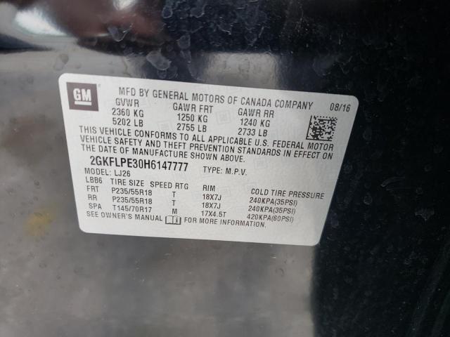 Photo 10 from auction – 2017 GMC TERRAIN SL with VIN 2GKFLPE30H6147777