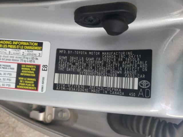 Photo 10 from auction – 2011 TOYOTA COROLLA BA with VIN 2T1BU4EE3BC621489