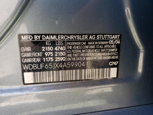 Photo 10 from auction – 2004 MERCEDES-BENZ E 320 with VIN WDBUF65JX4A599041