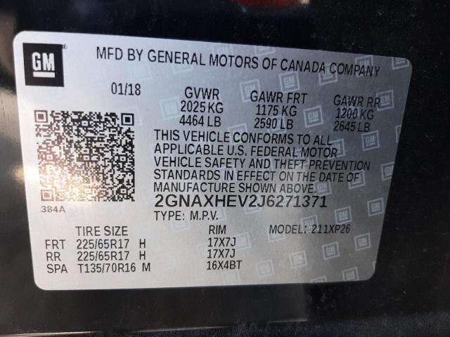 Photo 10 from auction – 2018 CHEVROLET EQUINOX LS with VIN 2GNAXHEV2J6271371