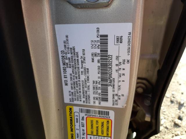 Photo 10 from auction – 2018 FORD FUSION SE with VIN 3FA6P0HD2JR202522