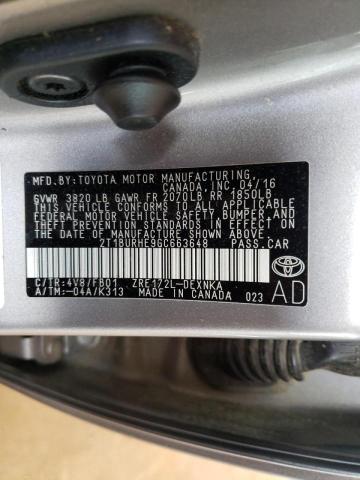 Photo 10 from auction – 2016 TOYOTA COROLLA L with VIN 2T1BURHE9GC663648