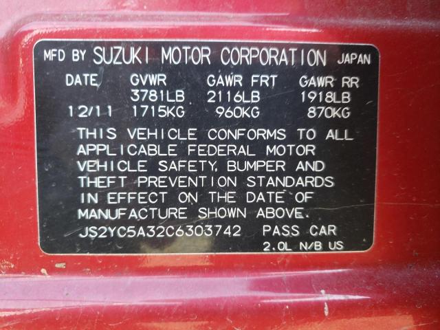 Photo 10 from auction – 2012 SUZUKI SX4 LE with VIN JS2YC5A32C6303742