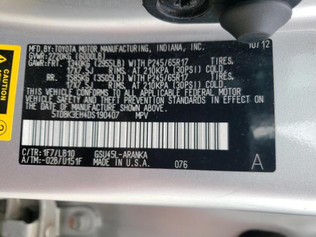 Photo 10 from auction – 2013 TOYOTA HIGHLANDER with VIN 5TDBK3EH4DS190407