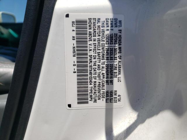Photo 10 from auction – 2004 HONDA ODYSSEY EX with VIN 5FNRL187X4B102404