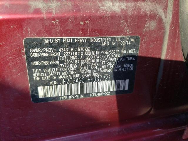 Photo 10 from auction – 2014 SUBARU XV CROSSTR with VIN JF2GPAGC1EH337223
