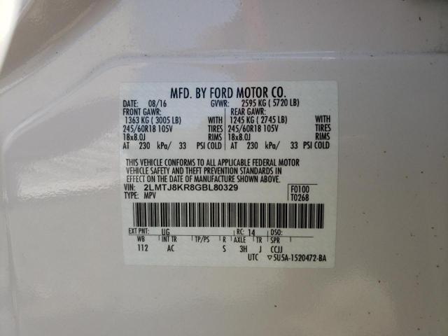 Photo 10 from auction – 2016 LINCOLN MKX SELECT with VIN 2LMTJ8KR8GBL80329