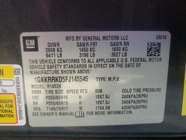 Photo 10 from auction – 2015 GMC ACADIA SLT with VIN 1GKKRRKD5FJ145545