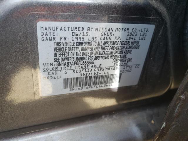 Photo 10 from auction – 2015 NISSAN SENTRA S with VIN 3N1AB7AP0FL663666