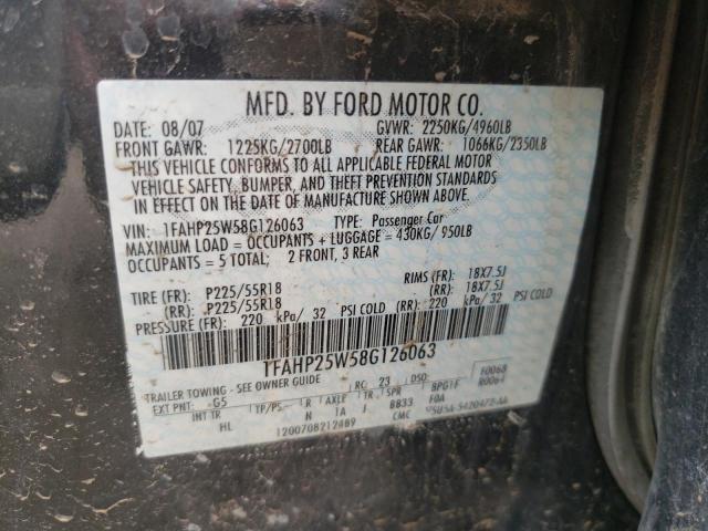Photo 10 from auction – 2008 FORD TAURUS LIM with VIN 1FAHP25W58G126063