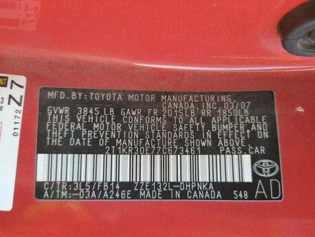 Foto 10 de la subasta – 2007 TOYOTA COROLLA MA con VIN 2T1KR30E77C673461