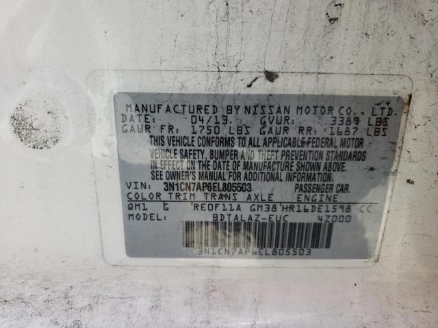 Photo 10 from auction – 2014 NISSAN VERSA S with VIN 3N1CN7AP6EL805503