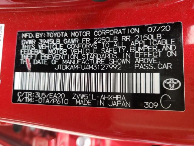 Photo 10 from auction – 2021 TOYOTA PRIUS SPEC with VIN JTDKAMFU4M3127992