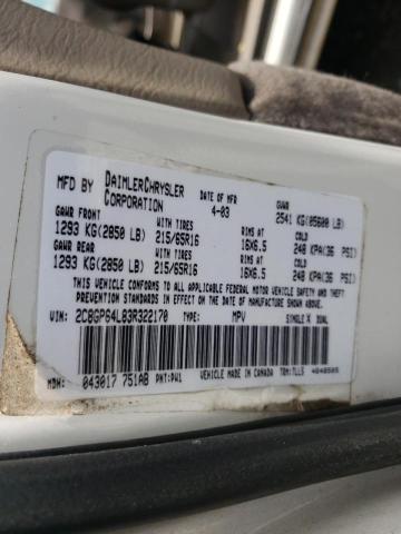 Photo 10 from auction – 2003 CHRYSLER TOWN & COU with VIN 2C8GP64L83R322170