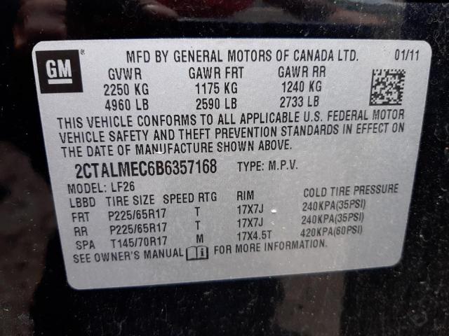 GMC TERRAIN SL 2011 with VIN 2CTALMEC6B6357168 - Photo from auction